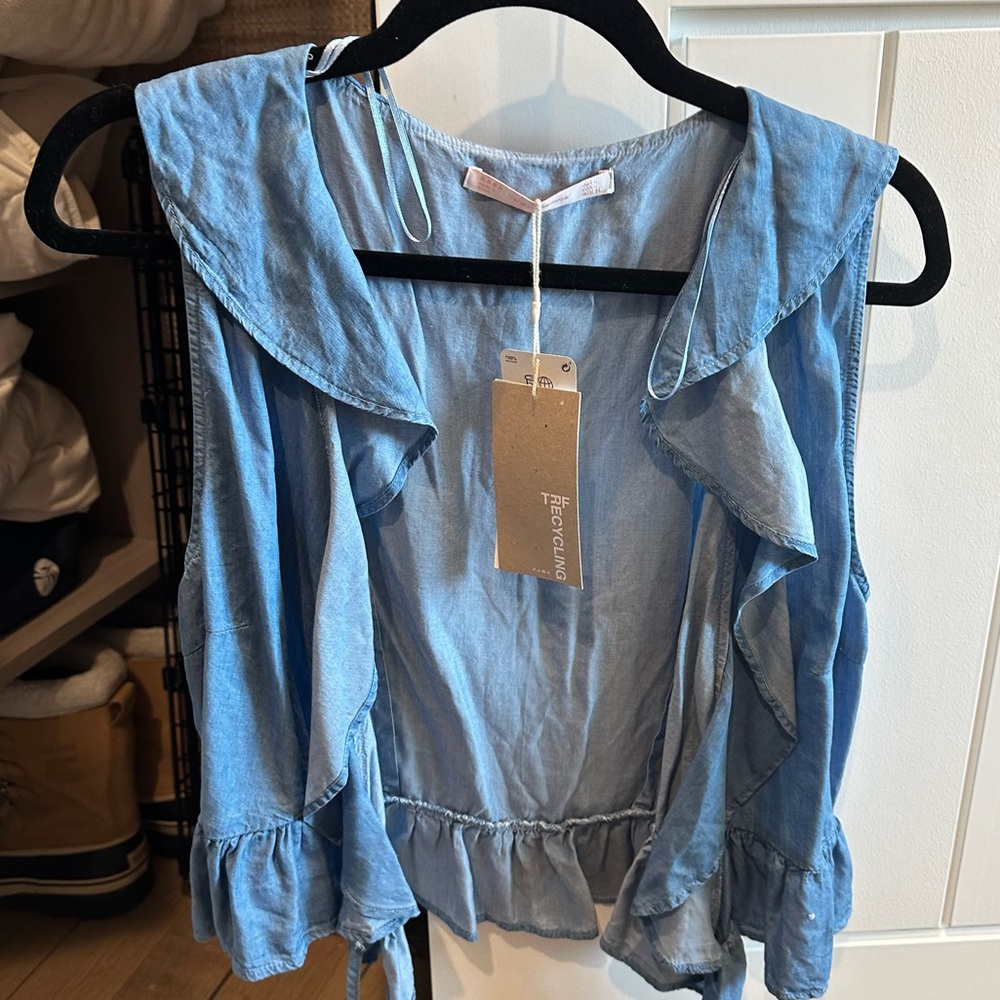 NEW Zara Denim Top Large